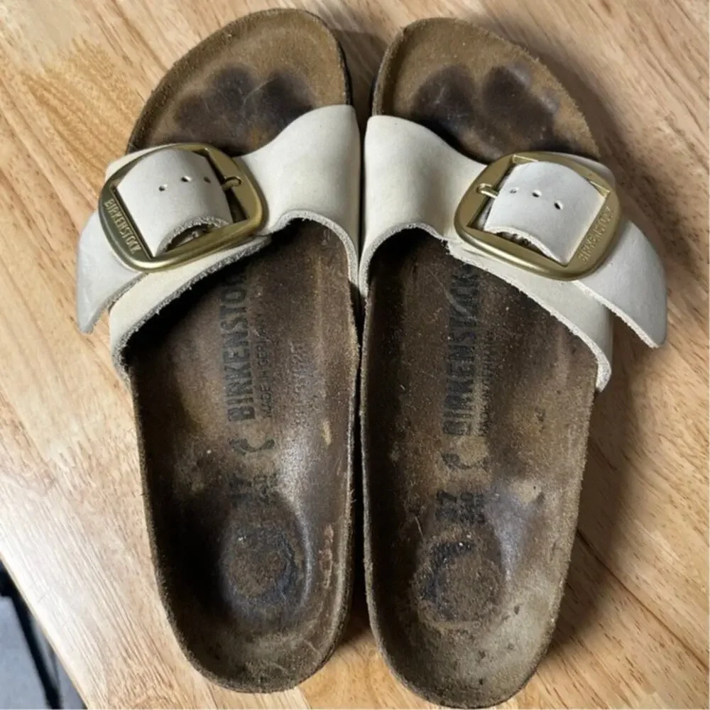 Birkenstock Womens Madrid Big Buckle Nubuck Leather Slide On Sandal EU 37 US 6 - Picture 4 of 7